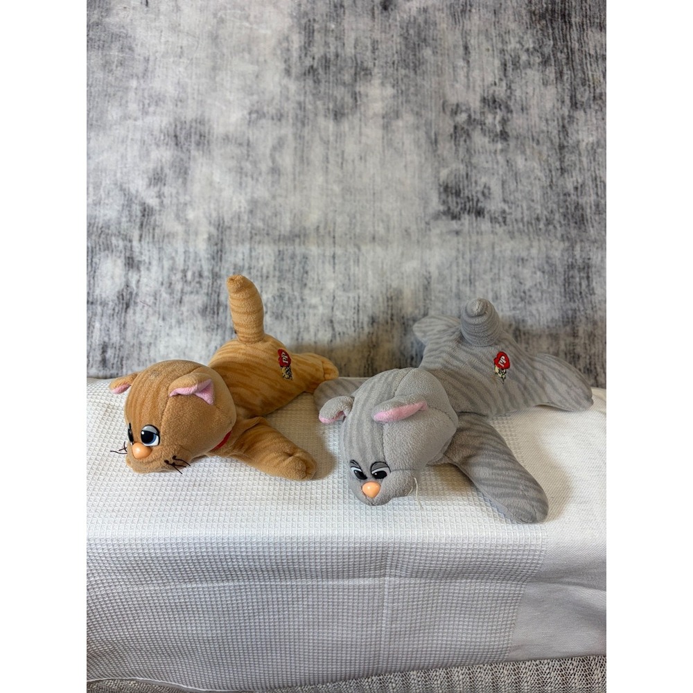 Vintage Pound Puppies Purries Cat Plush Set Orange Grey Tabby 8 Inch Lot of 2